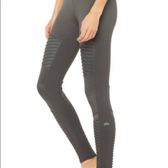 Alo Yoga High Waist Moto Legging Grey Anthracite - Small - Picture 2 of 3